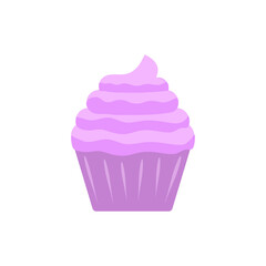 Cupcake Flat Design Dessert Icon Flat style vector illustration. muffins icon.  Multicolor cute cupcake sign for flyers, postcards, stickers, prints, posters, decorations. eps10