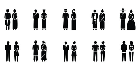 Set of man and woman icon isolated on white background, toilet sign.