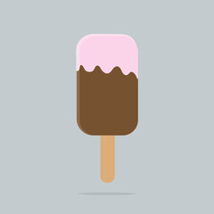 ice cream on a stick. ice cream with icing. ice cream icon in pastel color . summertime eps10