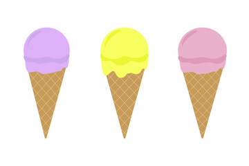 Ice cream set isolated on a white background. Summer colorful background. Tasty cute appetizing food collection. Simple realistic modern design. Flat style vector illustration eps10