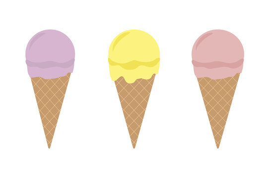 Ice cream set isolated on a white background. Summer colorful background. Tasty cute appetizing food collection. Simple realistic modern design. Flat style vector illustration eps10