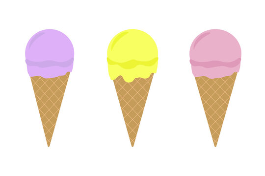 Ice cream set isolated on a white background. Summer colorful background. Tasty cute appetizing food collection. Simple realistic modern design. Flat style vector illustration eps10