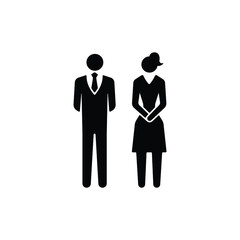 Business style man and woman icon isolated on white background, toilet sign.