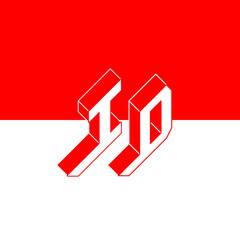 ID - international 2-letter code or National domain of Indonesia. i and D - Monogram or logotype. Isometric 3d font for design. Three-dimension letters.