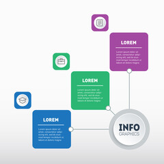 Business presentation or infographic with 3 options. Example of a chart or  mindmap with three steps. Annual report, Infographics or mind map of technological or education process. Vector.