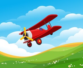 Cartoon flying airplane