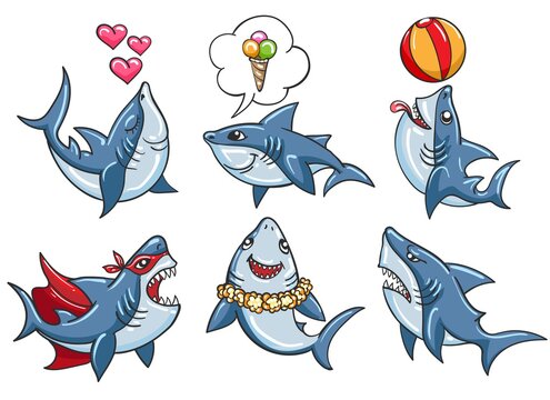 Cartoon shark set