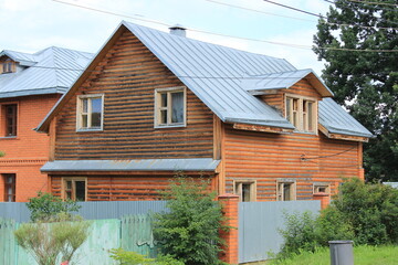A country house made of thick logs. Russia.