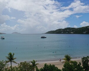 Yacht on Magens Bay Beach St.Thomas, US Virgin Islands Landscape View