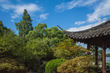 Chinese garden in West Lake scenic area in Hangzhou, China