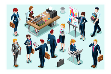 Modern Isometric Brainstorm on the Board Teamwork Meeting in Quarantine. Suitable for Diagram, Infographic, Book Illustration, Game Asset or other Graphic Related Assets in isolated white background.