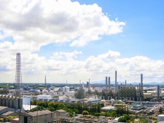 Obraz premium plant petrochemical In the daytime with copy space on top.