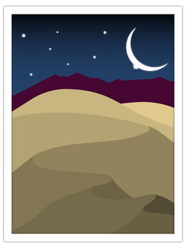 Sand Dunes At Night | Postcard Template