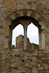 Old medieval Smederevo fortress in Serbia arched window