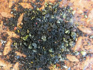 Small pieces of rust caused by steel pipes