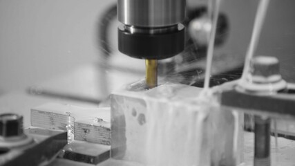 Milling machine in operation high-tech machine lathe metal processing