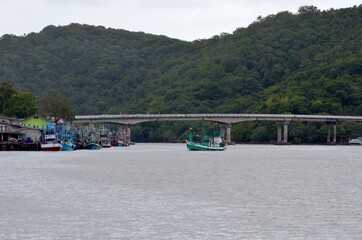 Prasae Bridge is a new viewpoint in Rayong province, Thailand.22 july 2020