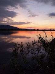 sunset over the lake