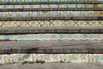 Stairway with polychrome ceramic tiles from Caltagirone Sicilia