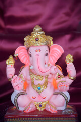 hindu god ganesha idol. shot at Idol selling stall in Pune city on 13 sep 2018 in Ganapati festival.