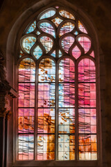 stained glass window of the Saint Suliau church in the parish enclosure of Sizun, in Brittany