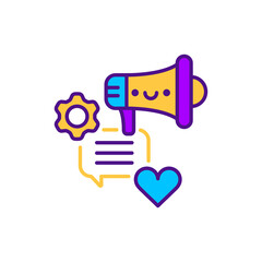 SMM tools line color icon. Promotion service. Sign for web page, mobile app, button, logo. Vector isolated element. Editable stroke.