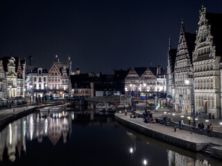Fototapeta na wymiar illuminated ghent at night in belgium