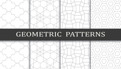 Set of geometric seamless patterns. Abstract geometric graphic design print pattern. Seamless geometric gray lines pattern.