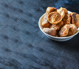 dried fruit figs sweet natural dessert sweetness Menu serving size. food background top view copy space healthy eating keto or paleo diet