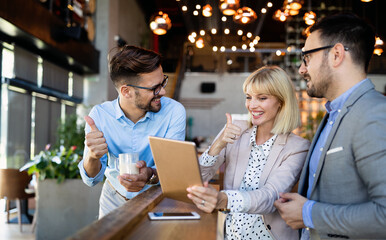 Corporate teamworking business colleagues in modern office