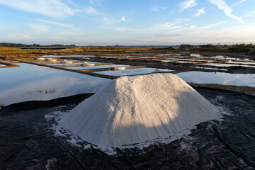 Sea Salt in Pen-Bron Salt Marshes. Loire Atlantique 