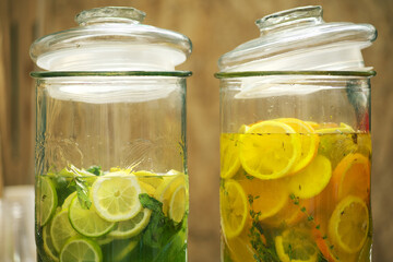 2 glass jars of lime and orange slices lemonade, cut into pieces