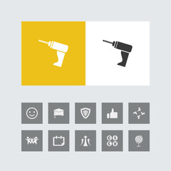 Creative Drill Machine Icon with Bonus Icons.