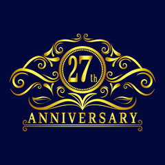 27 years Anniversary logo, luxurious 27th Anniversary design celebration.