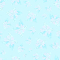 Fototapeta na wymiar Seamless pattern from pink and blue flowers on light background