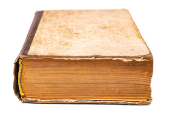 an old battered reading book isolated on a white background
