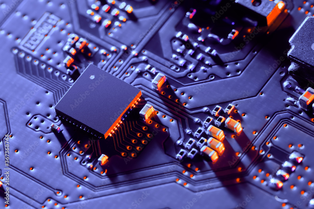 Poster electronic circuit board close up.