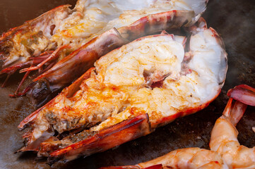 Japanese teppanyaki tiger prawn.
