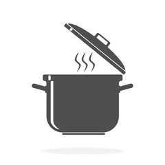 Cooking Pot With Open Lid Icon - Vector Illustration Symbol