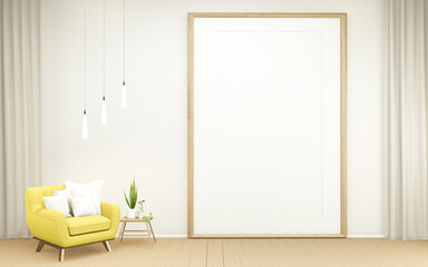 interior design has a armchair on empty room japanese design,3D rendering