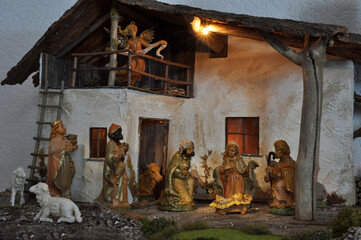 Krippe, Weihnachtskrippe, Geburt, Weihnachten, Jesus, Christen, Religion, Maria und Josef, Ochs und...