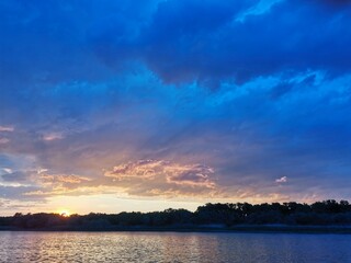 sunset over the river