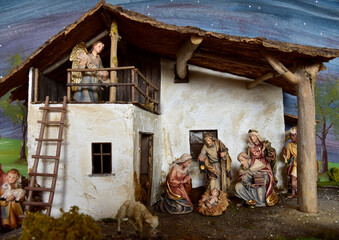 Krippe, Weihnachtskrippe, Geburt, Weihnachten, Jesus, Christen, Religion, Maria und Josef, Ochs und...