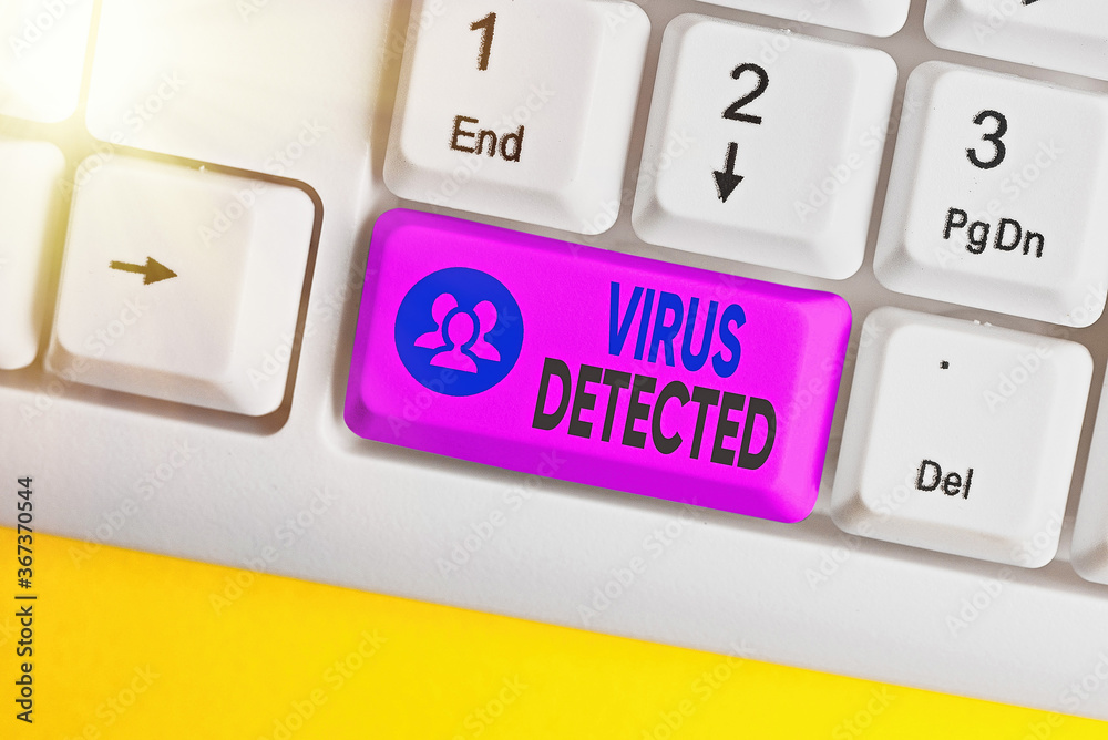 Aufkleber conceptual hand writing showing virus detected. concept meaning a computer program used to prevent a
