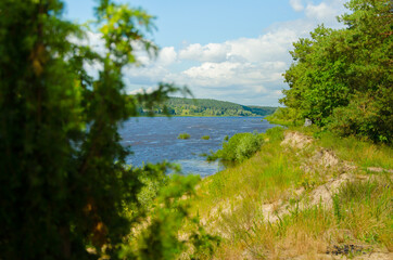 Fototapeta na wymiar nature protection. River flows. Protect the environment. ecology