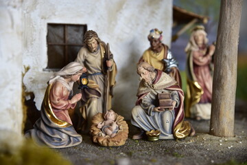 Krippe, Weihnachtskrippe, Geburt, Weihnachten, Jesus, Christen, Religion, Maria und Josef, Ochs und...