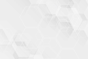 Modern white hexagon design on white background, vector illustration - Vector