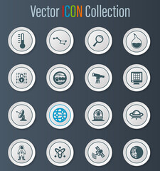 Faculty of astronomy icons set
