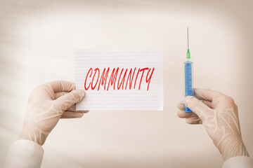 Word writing text Community. Business photo showcasing group of showing with a common...