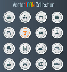 Furniture vector icons set